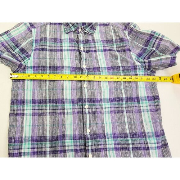 Tommy Bahama Lightweight Size Large Mens Plum Aqua White Check Logo S/S Shirt - Picture 4 of 11